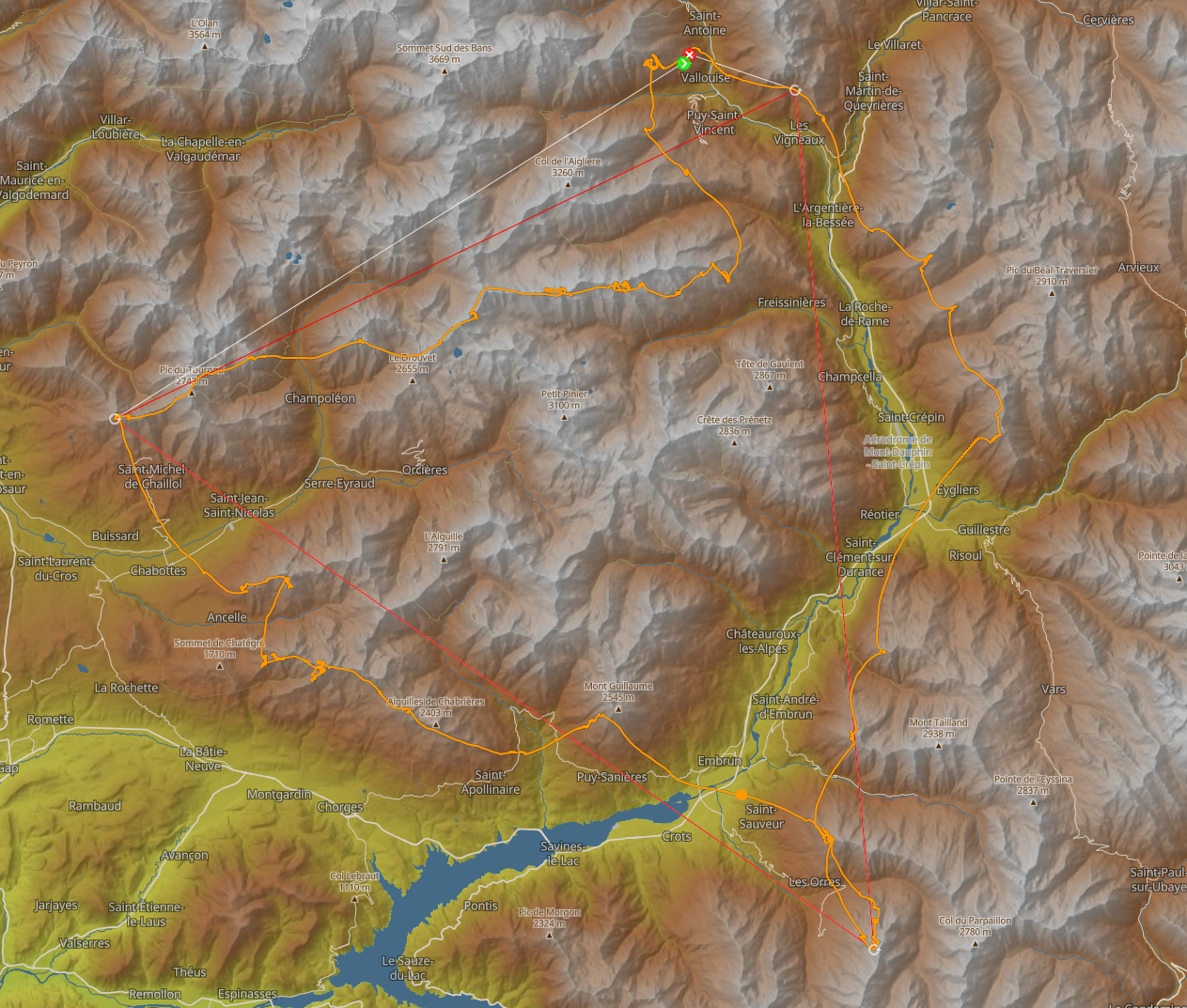 Damien Lacaze's 116 km FAI triangle on XContest